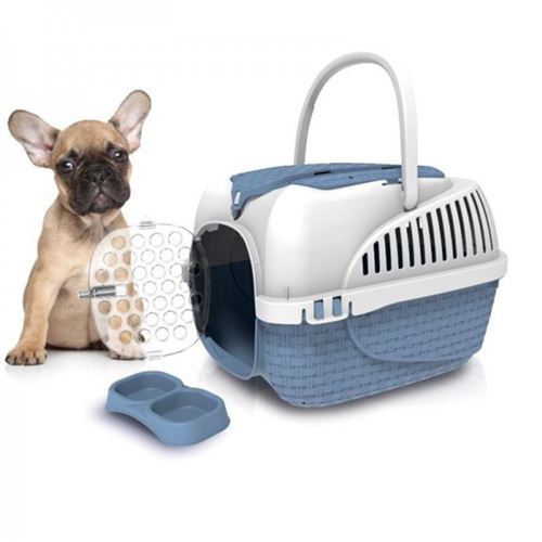Cage de transport. Tour bleu. taille XS. 33 X 52 X 34 cm. pour chat ou chien. - Bama pet - FL-517590