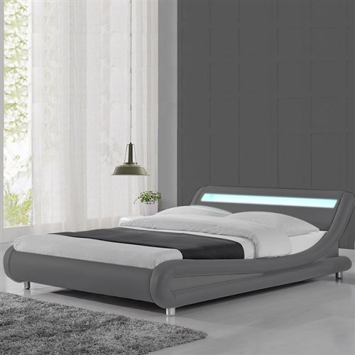 Lit led design Julio - 160x200 - Gris