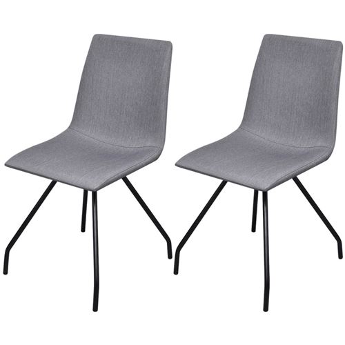 vidaXL Chaise de salle à manger 2 pcs Pieds de fer Tissu Gris clair