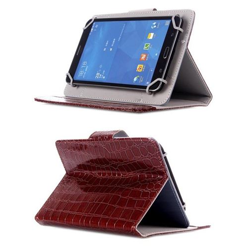Generique Marron Housse Universelle Simili Peau Crocodile Tablette 7 Pouces Rabat Pression Yonis - Image 2
