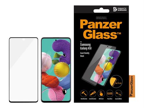 PanzerGlass Case Friendly - Protection d'écran pour téléphone portable - verre - couleur de cadre noir - pour Samsung Galaxy A51