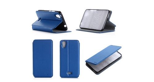 Wiko Rainbow Jam bleu luxe Cuir stand