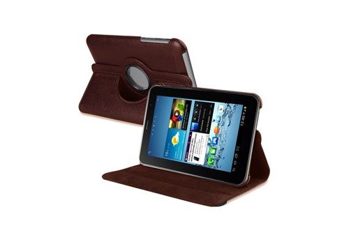 Etui aspect cuir marron support rotatif pour Samsung Galaxy Tab 3 7 Pouces