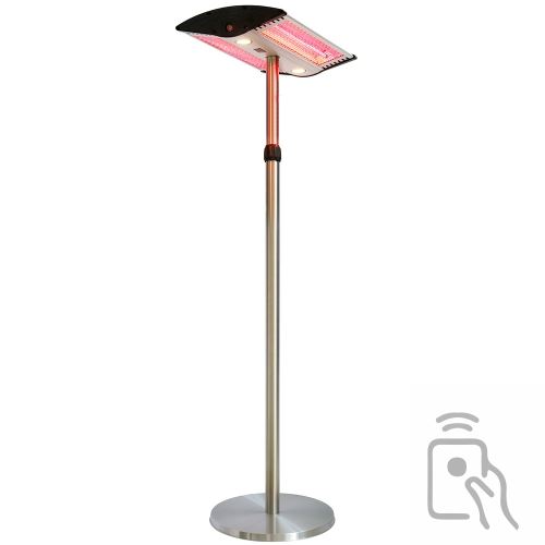 Parasol chauffant électrique Interougehome 1000 - 2000w sur pied réglable jusqu'à 2.20m lampe halogène pour jardin terrasse intérieur