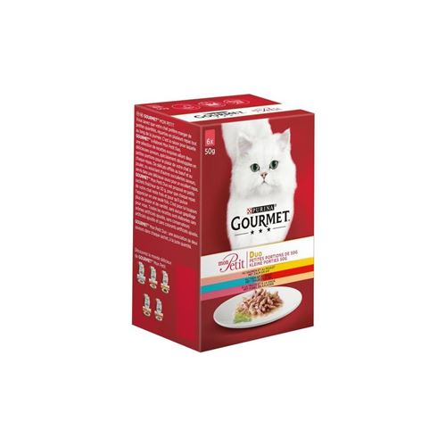 Meilleurs prix pour Gourmet Mon Petit Duo - Au Saumon Et Au Poulet - Au Thon Et Au Boeuf - A La Truite Et A La Dinde - Pour Chat Adulte - 6 X 50 G