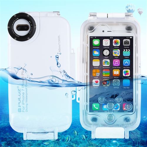 (#52) PULUZ Waterproof Diving Housing Underwater Cover Case for iPhone 8 Plus & 7 Plus(White)
