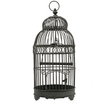 Grande Cage à Oiseau Ronde En Fer De Décoration Gris 57 Cm X