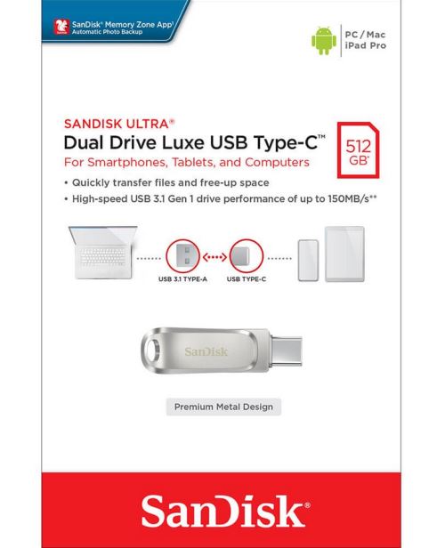 SanDisk Ultra Dual Drive Luxe - Clé USB - 1 To - USB 3.1 Gen 1