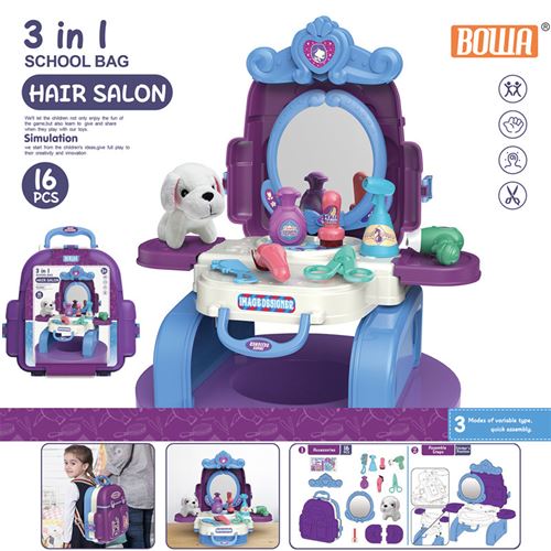 Salon De Coiffure 16 PCS Pour Les Enfants Sac À Doc Bleu
