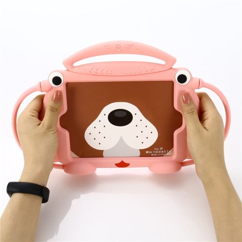 Coque en silicone chiot de dessin animé 3D amusant pour enfants rose pour votre Apple iPad Mini 9.7 (2019)