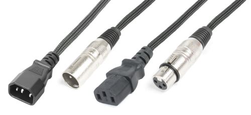 PD Connex Câble lumiere combiné iec m - xlr m / iec f - xlr f - 10m