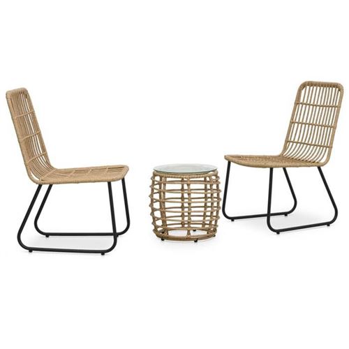 Vidaxl Marron Ensemble De Bistro 3 Pcs Résine Tressée Chêne