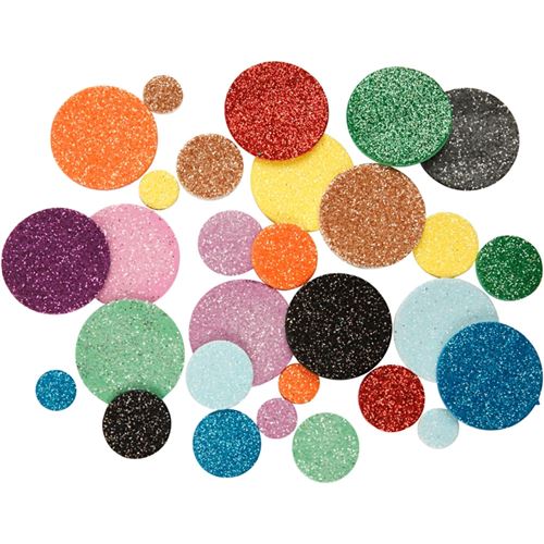 Lot de cercles en papier mousse EVA adhésive - Pailletés - 3 tailles - 150 pcs