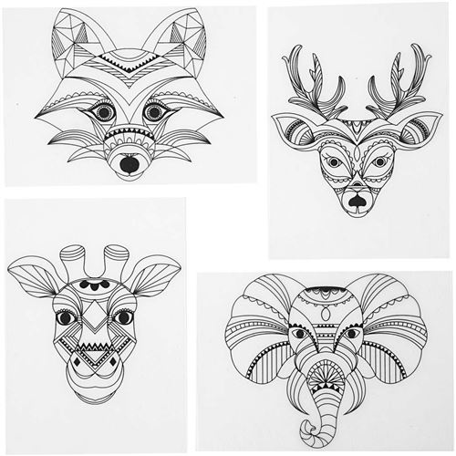 Creotime film rétractable avec motifs d'animaux 14,5 cm 4 pièces