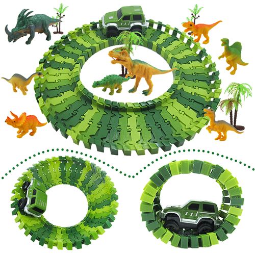 Blocs de construction de dinosaure Insma avec course de voie ferrée avec lumière 153PCS