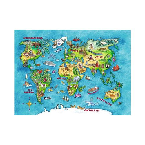 Puzzle 100 Pièces : Pièces XXL - Carte du Monde en Allemand, Ravensburger