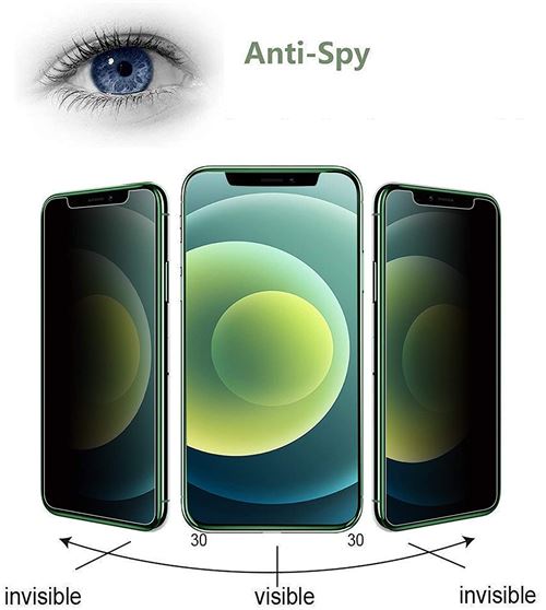 Verre Trempé Noir Anti Espion pour iPhone 12 MINI (5,4) [Pack 2