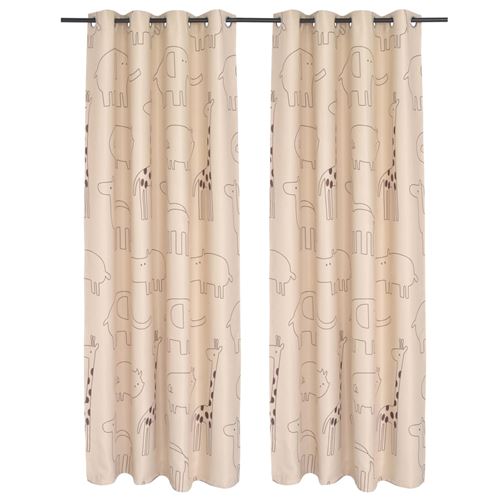 vidaXL Kindergordijnen verduisterend 140x240 cm beige 2 st