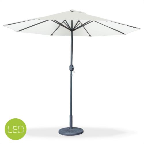 Parasol LED ø2,7m Helios Ecru, mât central - Alice's Garden