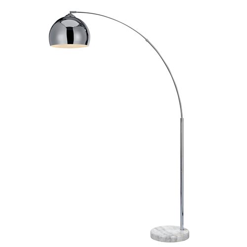 Versanora Arquer lampadaire arc lampe de sol abat-jour chrome pied marbre blanc
