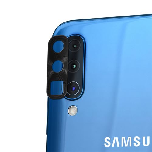 Protection Caméra Arrière Pour Galaxy A50 / A70 Bords Surélevés Effet Métallisé Noir