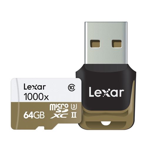 Lexar carte micro-sdxc 64 go 1000x 150 mo/s uhs-II avec lecteur usb
