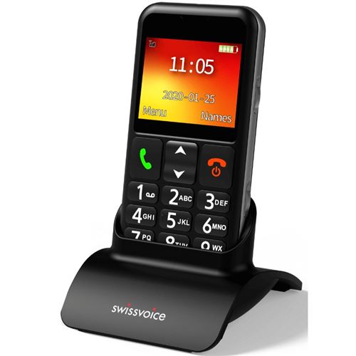 Swissvoice B24 - Téléphone mobile - double SIM - microSD slot - GSM - 176 x 220 pixels - 0,08 MP - noir