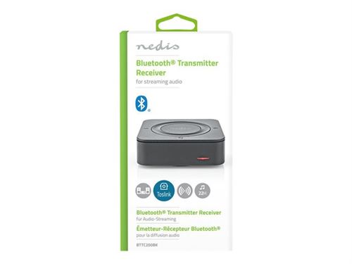 Nedis BTTC200BK - Récepteur/transmetteur audio sans fil Bluetooth pour casque, haut-parleur, téléphone portable, tablette - noir