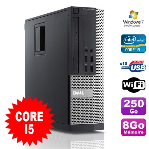 Pc dell optiplex 990 sff i5-2400 3.1ghz 8go disque 250go dvd wifi w7