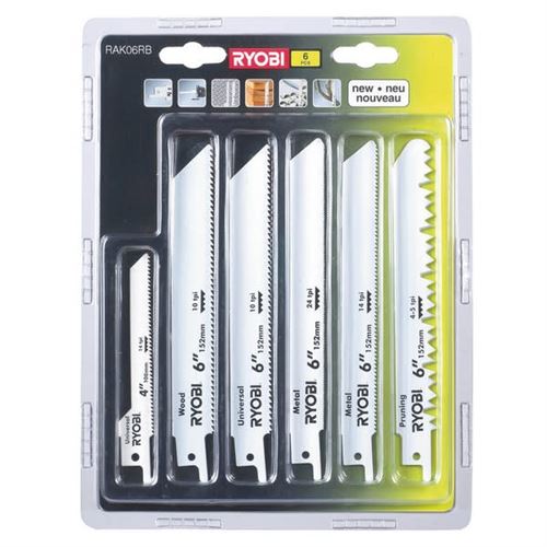Ryobi Lames Scie Sabre Assorties Par 6 - Scie Electrique