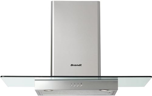 Brandt AD1189X - Hotte - hotte décorative - largeur : 90 cm - profondeur : 50 cm - evacuation & recyclage - inox et verre