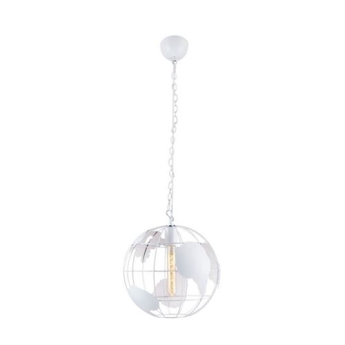HOMEMANIA Lampe à Suspension Dunya Chandelier - à Sphère - de Plafond - Blanc en Métal, 30 x 30 x 120 cm, 1 x E27, 40W