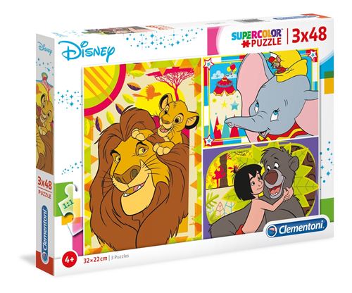 CLEMENTONI - Lion King, Dumbo & Jungle Book - Puzzle - 3 x 49 pièces