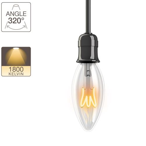 Ampoule LED flamme - culot E14 - vintage torsade