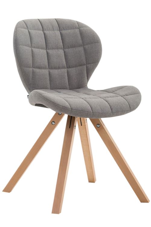 Chaise visiteur Alyssa tissu piètement en bois carré , Gris clair/Bois de chêne Nature