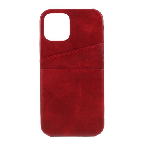 Coque en TPU + PU avec double porte-cartes rouge pour votre Apple iPhone 12 Pro Max 6.7 pouces