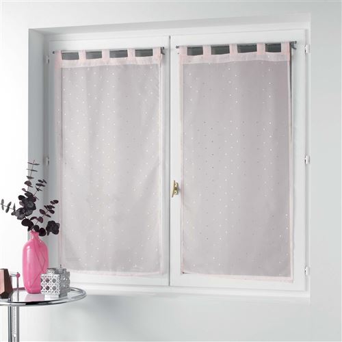 Paire droite passants 2 x 60 x 120 cm voile imprime metallise orion Rose