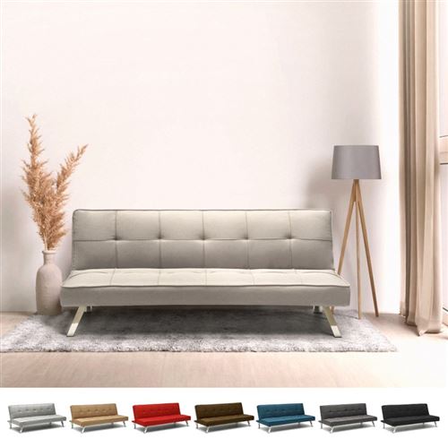Canapé Clic Clac Convertible en tissu 2 places design moderne Gemma, Couleur: Gris