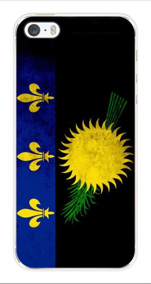 Coque en silicone imprimée compatible iPhone 5 iPhone 5S Drapeau Guadeloupe