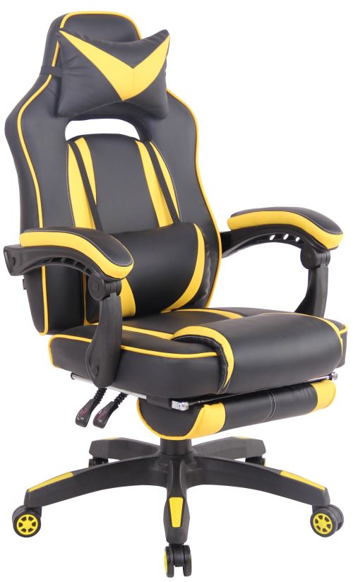 Fauteuil de bureau Heat en Similicuir - chaise de bureau inclinable, Hauteur réglable, Pivotante - Couleur Noir/Jaune