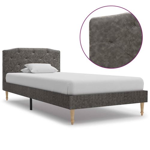 Cadre de lit Gris foncé Tissu 90 x 200 cm