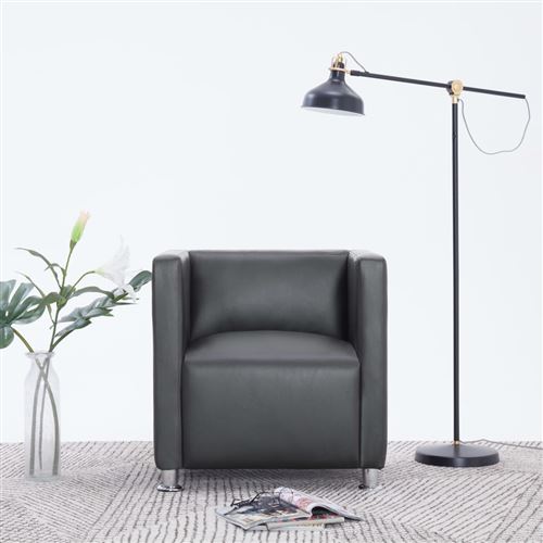 Fauteuil cube Gris Similicuir
