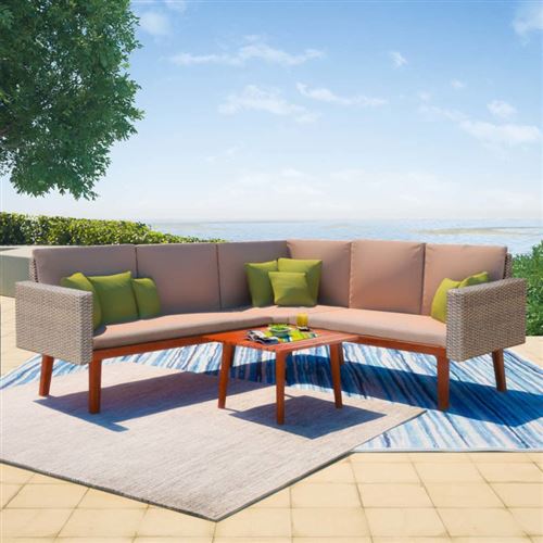 vidaXL - Salon de jardin 4 pièces - Résine tressée - Gris - Image 2