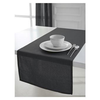 Chemin De Table Coton 50 X 150 Cm Gris Anthracite Linge De
