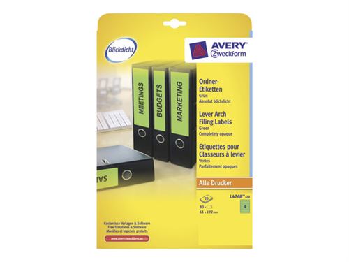 Avery L4768 - étiquettes pour dossiers - 80 unités