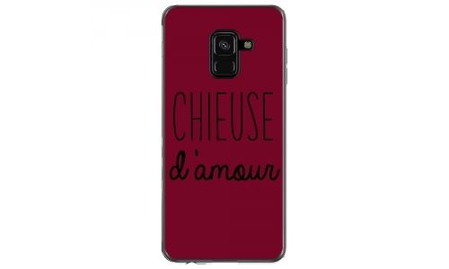 Coque souple pour Samsung Galaxy A8 2018 avec impression Motifs Chieuse d'Amour bordeau