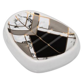 FIVE Simply Smart - Porte Savon en Céramique "Geometrix" 12cm Noir - 1