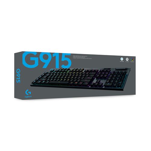 Logitech Gaming G915 - Clavier - backlit - USB, Bluetooth, LIGHTSPEED - QWERTY - International US - commutateur : GL Tactile - noir
