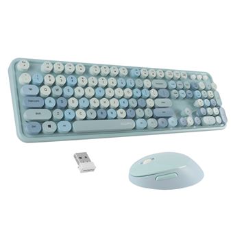 Ensemble clavier/souris G20 2.4G sans fil a Muet punk style -Bleu - 1