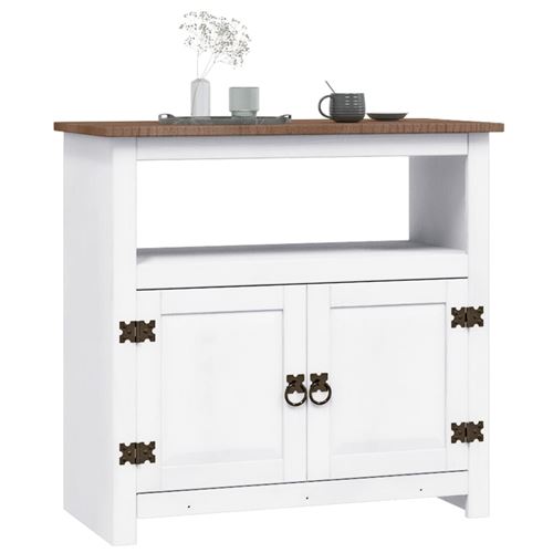 vidaXL Meuble TV Pin mexicain Gamme Corona Blanc 80x43x78 cm